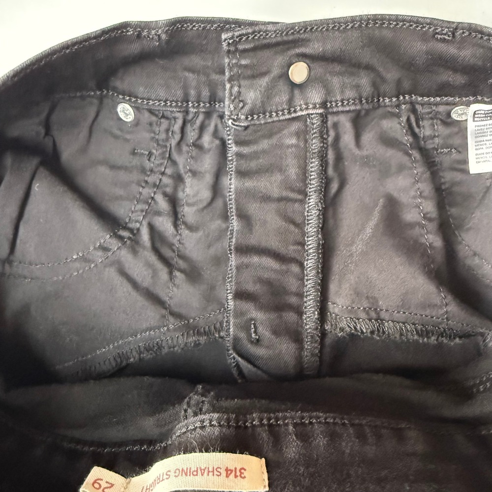 Levis 314 Shaping Straight Jeans Womens 29 Black Mid Rise Stretch Denim 30x31 - Picture 3 of 14